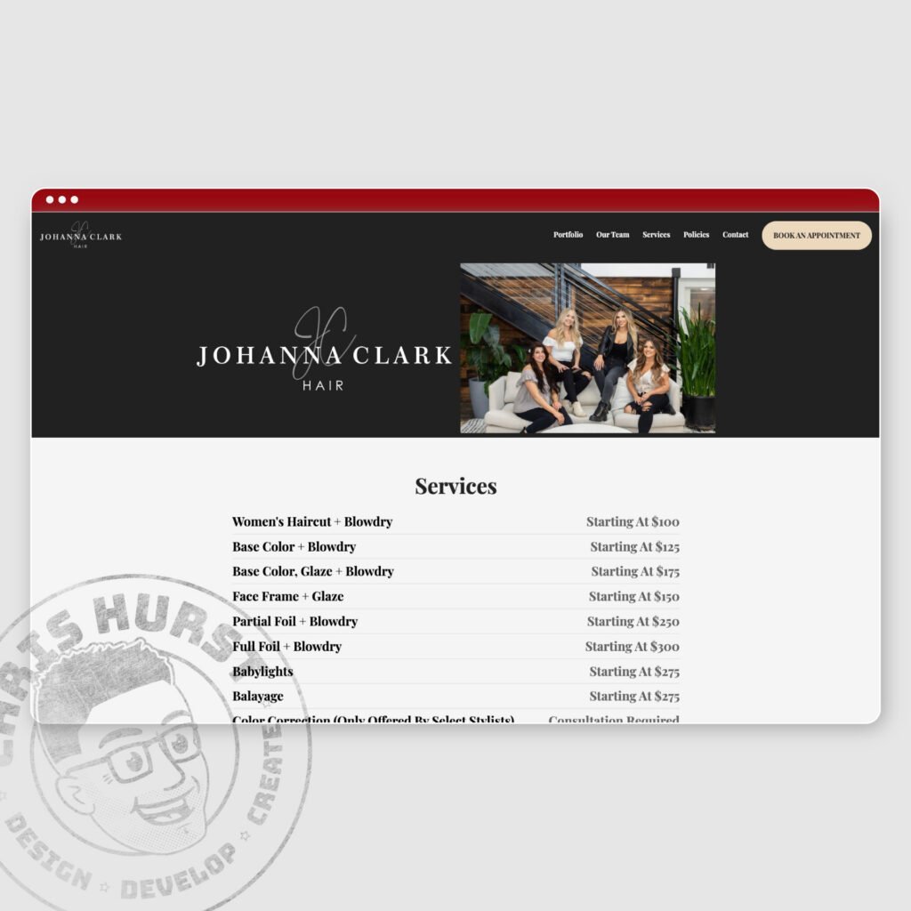 Screens from the Johanna Clark Hair project